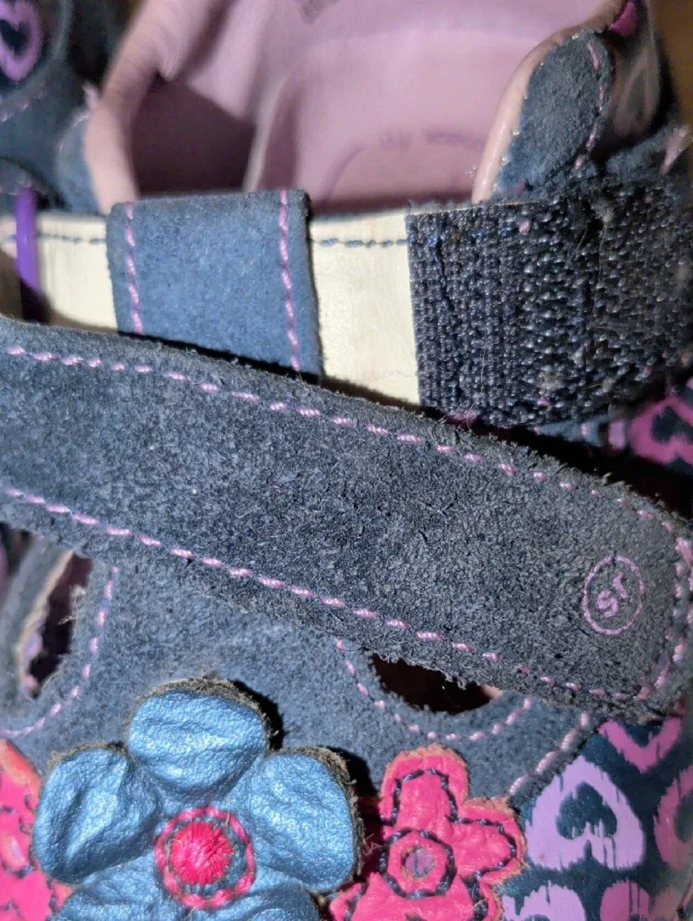 Stride Rite Cynthia Girls Purple and Black Floral Mary Janes